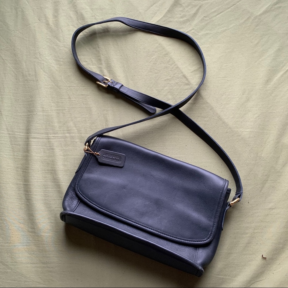 Vintage Coach Black Leather Bag